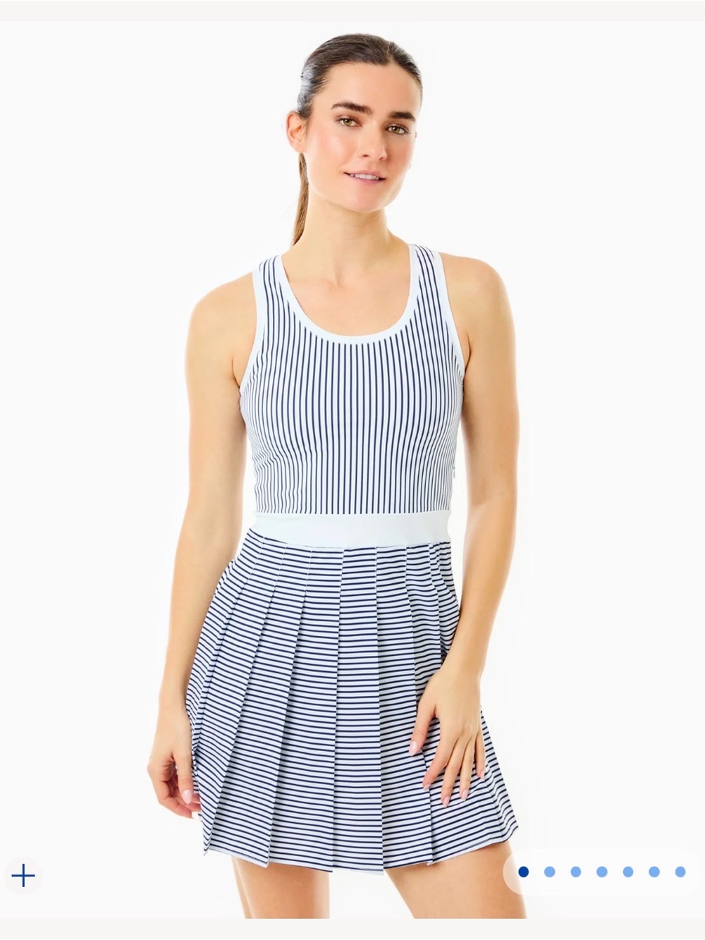 Addison Bay Mixed Active Pique Grove Dress White/Navy
